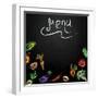 Chalkboard with Vegetables for Restaurant Menu-BerSonnE-Framed Art Print