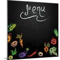 Chalkboard with Vegetables for Restaurant Menu-BerSonnE-Mounted Art Print