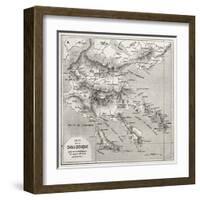 Chalkidiki Old Map, Greece. Created By Vuillemin, Published On Le Tour Du Monde, Paris, 1860-marzolino-Framed Art Print