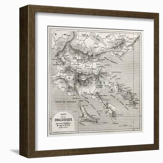 Chalkidiki Old Map, Greece. Created By Vuillemin, Published On Le Tour Du Monde, Paris, 1860-marzolino-Framed Art Print