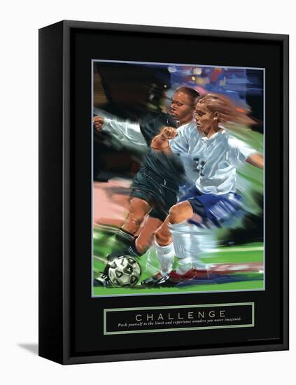 Challenge - Girl's Soccer-Bill Hall-Framed Stretched Canvas