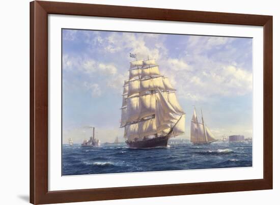 'Challenge' leaving New York in the 1850s-Roy Cross-Framed Giclee Print