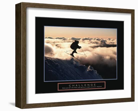 Challenge - Skier in Clouds-Unknown Unknown-Framed Photo