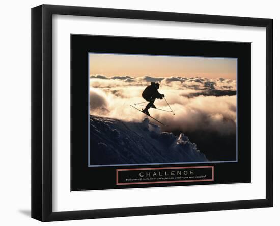 Challenge - Skier in Clouds-Unknown Unknown-Framed Photo