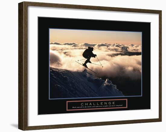Challenge - Skier in Clouds-Unknown Unknown-Framed Photo