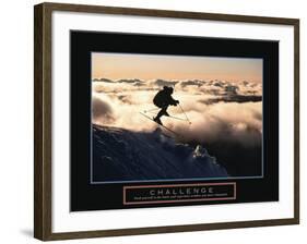 Challenge - Skier in Clouds-Unknown Unknown-Framed Photo