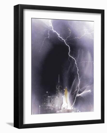 Challenger struck by lightning-Science Source-Framed Giclee Print