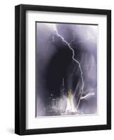 Challenger struck by lightning-Science Source-Framed Premium Giclee Print