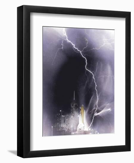 Challenger struck by lightning-Science Source-Framed Premium Giclee Print