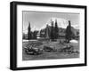 Chalmers cars at the Paradise Inn Photograph - Seattle, WA-Lantern Press-Framed Art Print