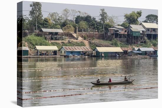 Cham People Using a Dai Fishing System for Trei Real Fish on the Tonle Sap River, Cambodia-Michael Nolan-Stretched Canvas