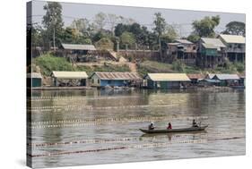 Cham People Using a Dai Fishing System for Trei Real Fish on the Tonle Sap River, Cambodia-Michael Nolan-Stretched Canvas