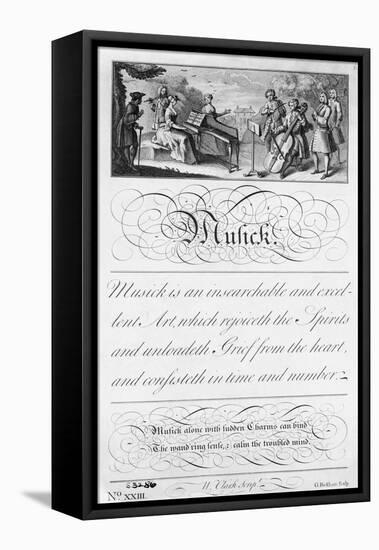 Chamber Music Group with Calligraphic Composition-null-Framed Stretched Canvas