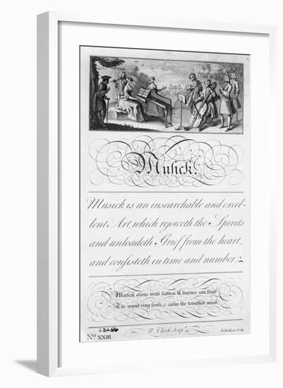 Chamber Music Group with Calligraphic Composition-null-Framed Giclee Print