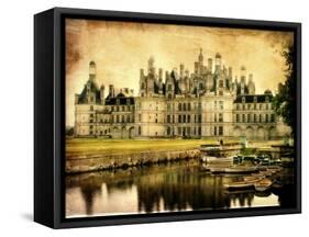 Chambord Castle - Artistic Retro Styled Picture-Maugli-l-Framed Stretched Canvas