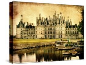 Chambord Castle - Artistic Retro Styled Picture-Maugli-l-Stretched Canvas