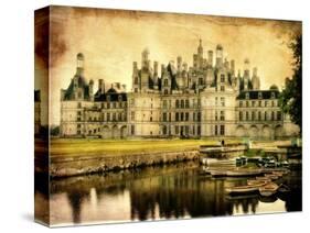 Chambord Castle - Artistic Retro Styled Picture-Maugli-l-Stretched Canvas