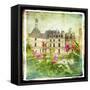 Chambord Castle -Retro Styled Picture-Maugli-l-Framed Stretched Canvas