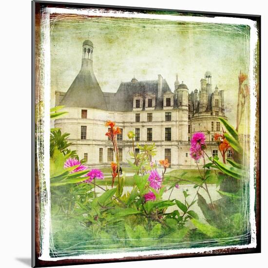 Chambord Castle -Retro Styled Picture-Maugli-l-Mounted Art Print