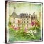 Chambord Castle -Retro Styled Picture-Maugli-l-Stretched Canvas