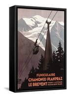 Chamonix Mont-Blanc, France - Funiculaire Le Brevent Cable Car Poster-Lantern Press-Framed Stretched Canvas