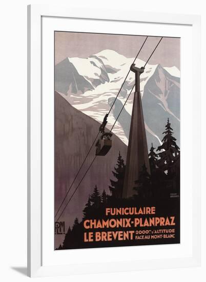 Chamonix Mont-Blanc, France - Funiculaire Le Brevent Cable Car Poster-Lantern Press-Framed Art Print