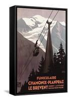 Chamonix Mont-Blanc, France - Funiculaire Le Brevent Cable Car Poster-Lantern Press-Framed Stretched Canvas