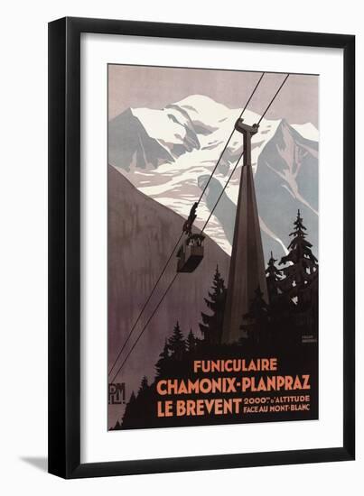 Chamonix Mont-Blanc, France - Funiculaire Le Brevent Cable Car Poster-Lantern Press-Framed Art Print