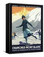 Chamonix Mont-Blanc, France - Ice Skating-Lantern Press-Framed Stretched Canvas