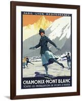 Chamonix Mont-Blanc, France - Ice Skating-Lantern Press-Framed Art Print