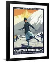 Chamonix Mont-Blanc, France - Ice Skating-Lantern Press-Framed Art Print