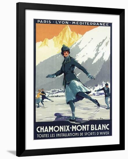 Chamonix Mont-Blanc, France - Ice Skating-Lantern Press-Framed Art Print