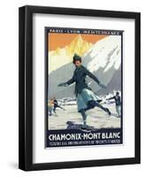 Chamonix Mont-Blanc, France - Ice Skating-Lantern Press-Framed Art Print