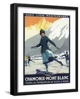 Chamonix Mont-Blanc, France - Ice Skating-Lantern Press-Framed Art Print