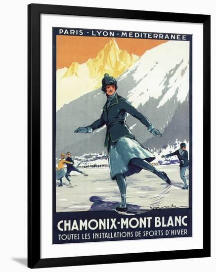 Chamonix Mont-Blanc, France - Ice Skating-Lantern Press-Framed Art Print