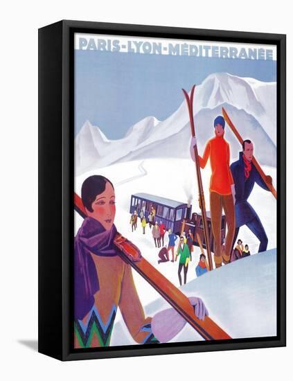 Chamonix Mont-Blanc, France - PLM Railway Promotional Poster-Lantern Press-Framed Stretched Canvas