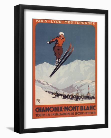 Chamonix Mont-Blanc, France - Ski Jump-Lantern Press-Framed Art Print