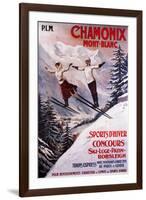 Chamonix Mont-Blanc, France - Skiing Promotional Poster-Lantern Press-Framed Art Print