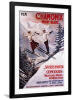 Chamonix Mont-Blanc, France - Skiing Promotional Poster-Lantern Press-Framed Art Print