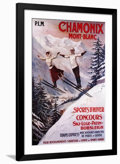 Chamonix Mont-Blanc, France - Skiing Promotional Poster-Lantern Press-Framed Art Print