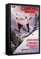 Chamonix Mont-Blanc, France - Skiing Promotional Poster-Lantern Press-Framed Stretched Canvas