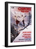 Chamonix Mont-Blanc, France - Skiing Promotional Poster-Lantern Press-Framed Art Print