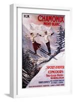 Chamonix Mont-Blanc, France - Skiing Promotional Poster-Lantern Press-Framed Art Print