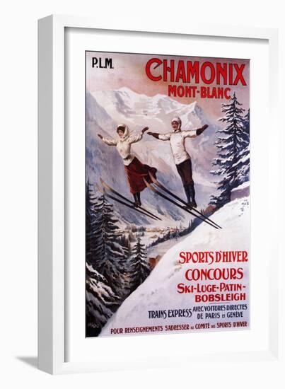 Chamonix Mont-Blanc, France - Skiing Promotional Poster-Lantern Press-Framed Art Print