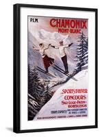 Chamonix Mont-Blanc, France - Skiing Promotional Poster-Lantern Press-Framed Art Print