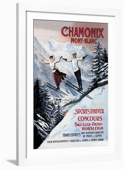 Chamonix Mont-Blanc, Skiing-The Vintage Collection-Framed Giclee Print