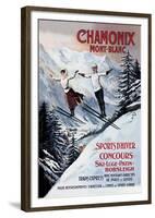 Chamonix Mont-Blanc, Skiing-The Vintage Collection-Framed Giclee Print