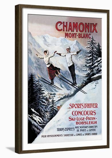 Chamonix Mont-Blanc, Skiing-The Vintage Collection-Framed Giclee Print