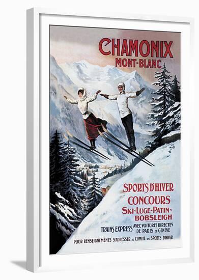 Chamonix Mont-Blanc, Skiing-The Vintage Collection-Framed Giclee Print