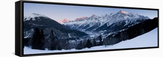 Chamonix Valley, Mont Blanc and the Mont Blanc Massif Range of Mountains-Gavin Hellier-Framed Stretched Canvas